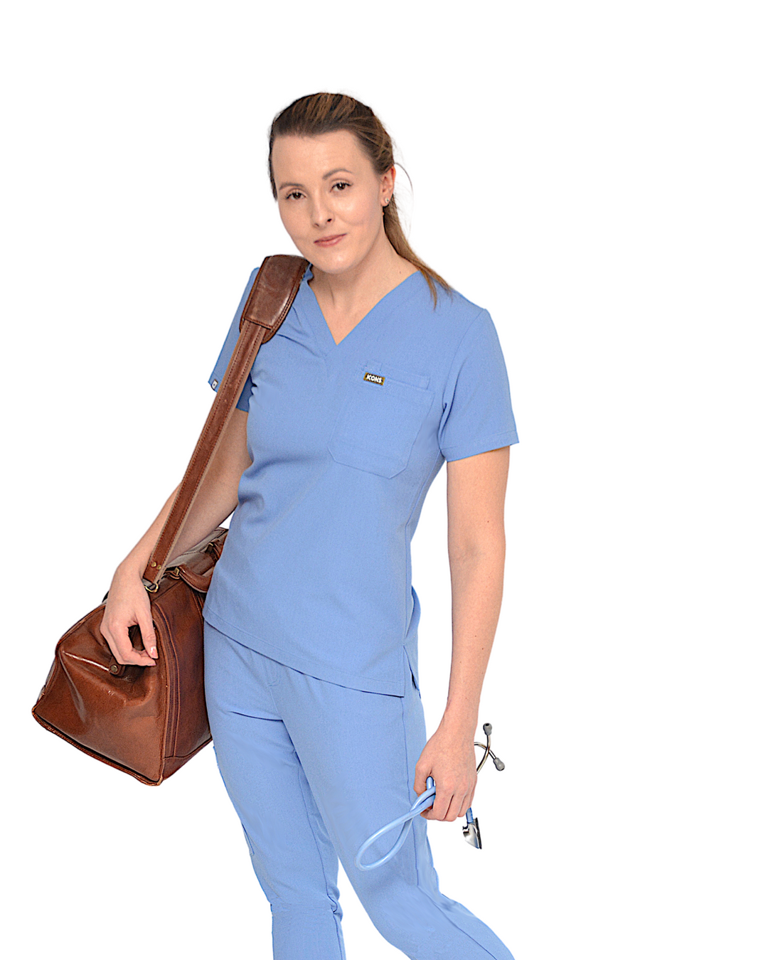 Celeste Blue Scrub Top - Chanelle Scrub Top - Fit For Icons