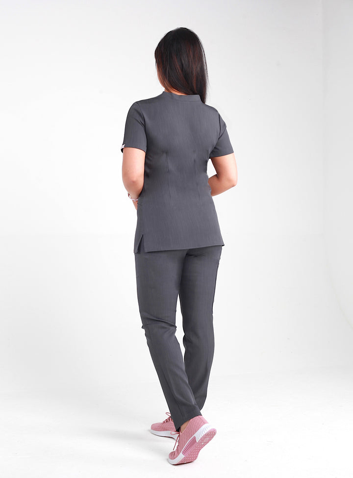 Matilda Scrub Top - Charcoal Grey