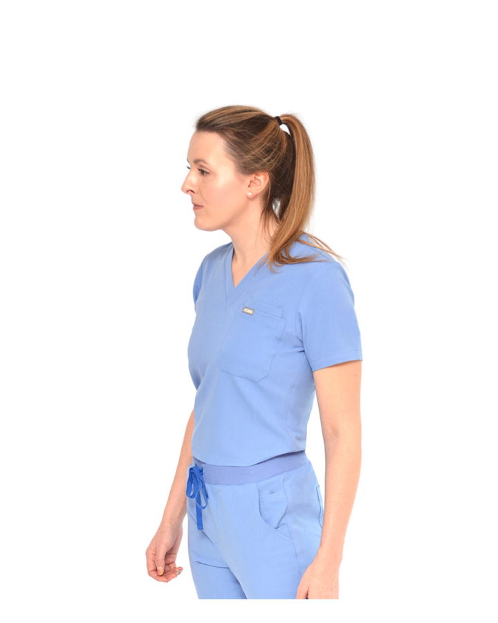 Celeste Blue Scrub Top - Chanelle Scrub Top - Fit For Icons