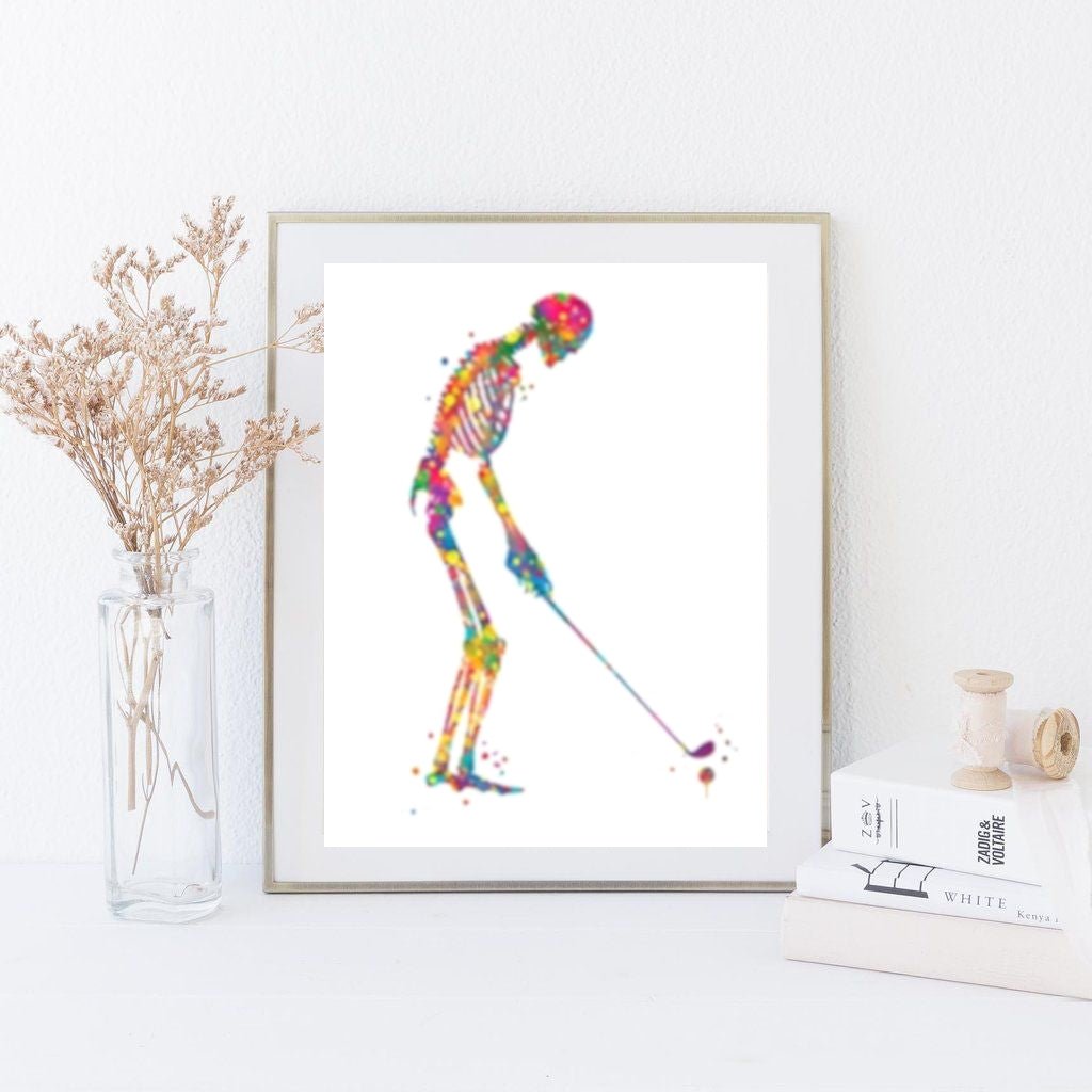 Skeleton Golfing Poster | Human Golfing Poster | Fit For Icons