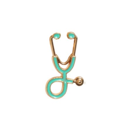 Stethoscope Pin Brooch - Blue Gold