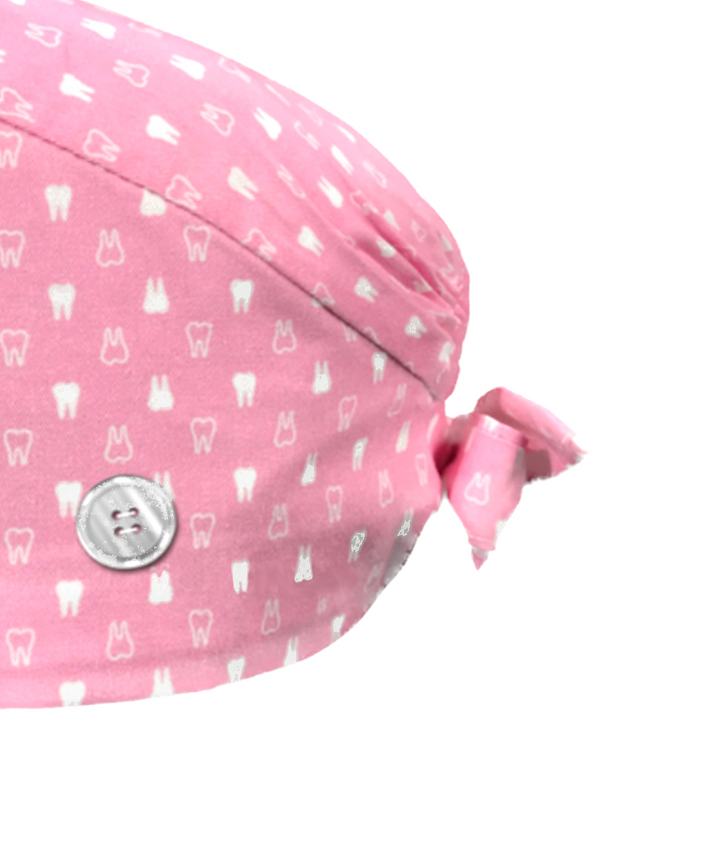 Pink & White Tooth Dentistry Scrub Cap