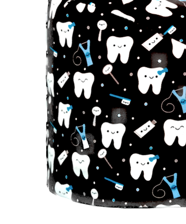 Tooth Brush & Floss Dentistry Scrub Cap - Black Blue