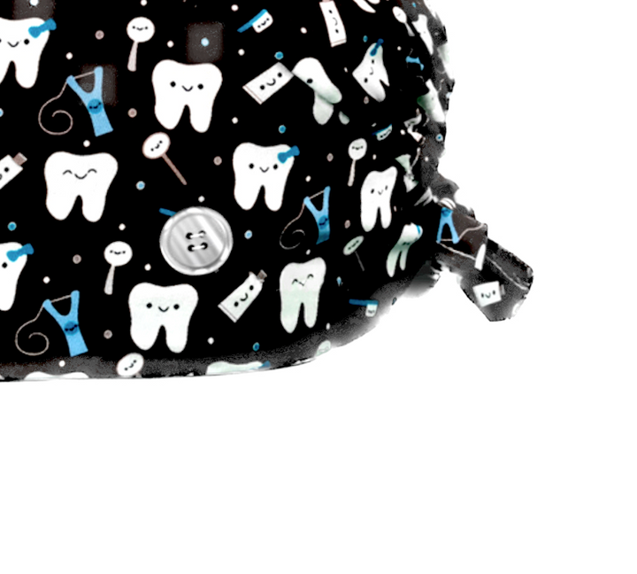 Black Dentist Scrub Cap - Black Scrub Cap - Fit For Icons