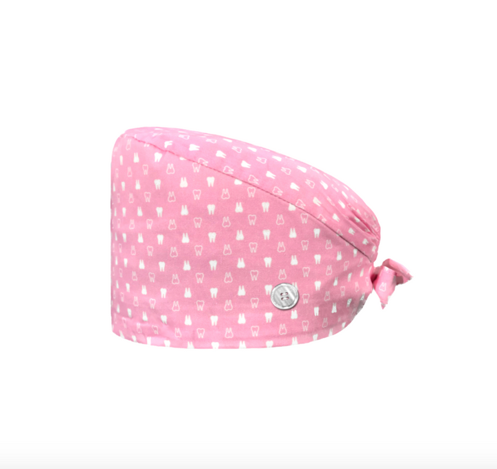 Pink & White Tooth Cap | Dentistry Scrub Cap | Fit For Icons