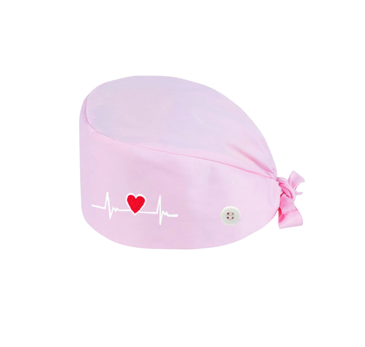 ECG Heart Scrub Cap -Whisper Pink
