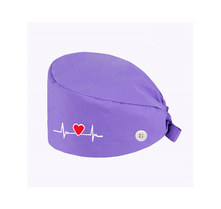 Unisex Scrub Cap Violet - Cotton ECG Heartbeat Print - Fit For Icons
