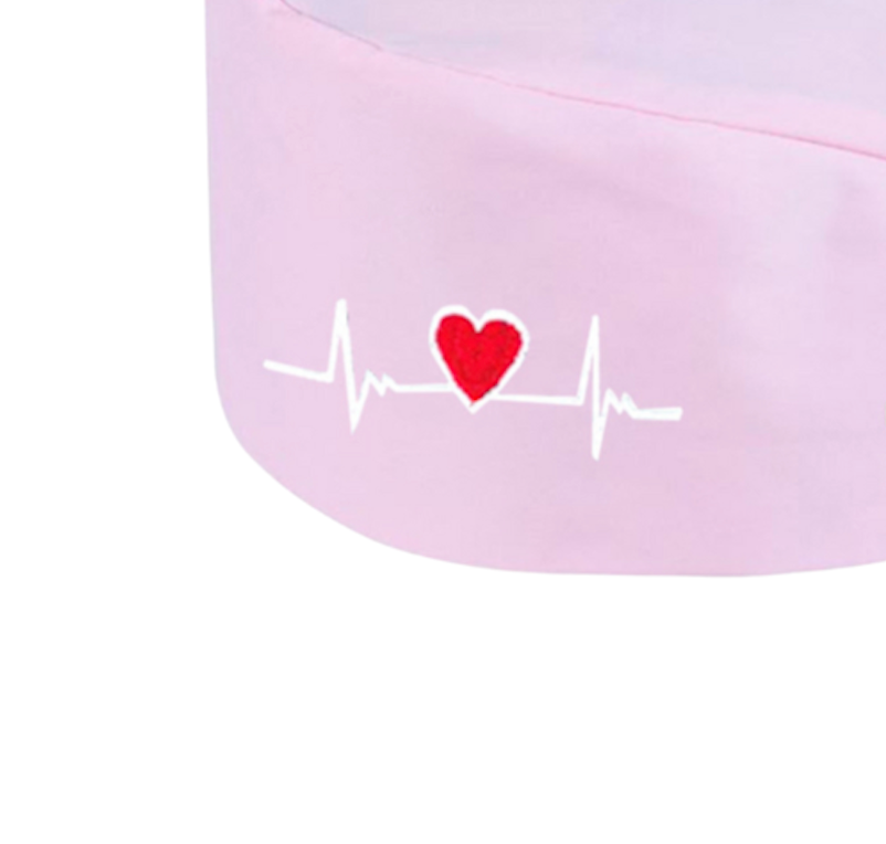 ECG Heart Scrub Cap -Whisper Pink