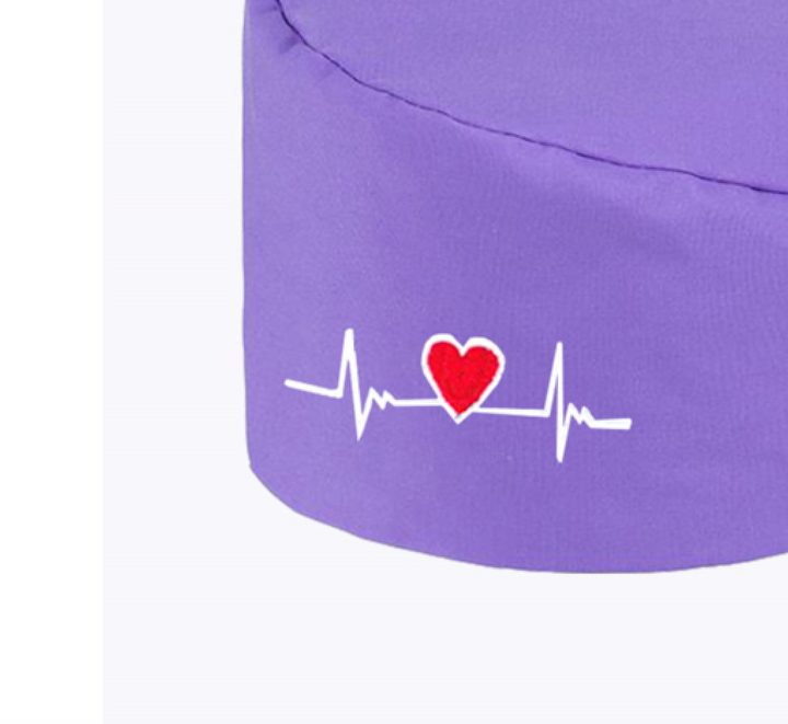 Unisex Scrub Cap Violet - Cotton ECG Heartbeat Print - Fit For Icons