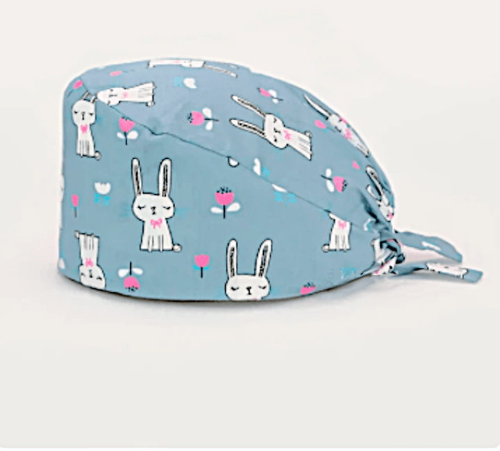  White Rabbits Scrub Cap - Elasticated Scrub Cap - Fit For Icons