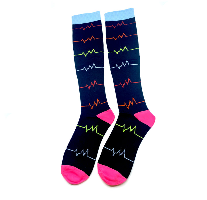 Lightweight Everyday Compression Socks Black, Blue Pink ECG