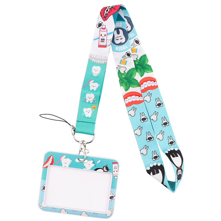 Tooth Care Design Lanyard & ID Card Badge Holder