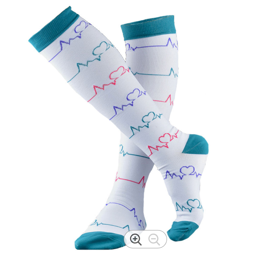 ECG Socks Teal | White ECG Socks | Fit For Icons