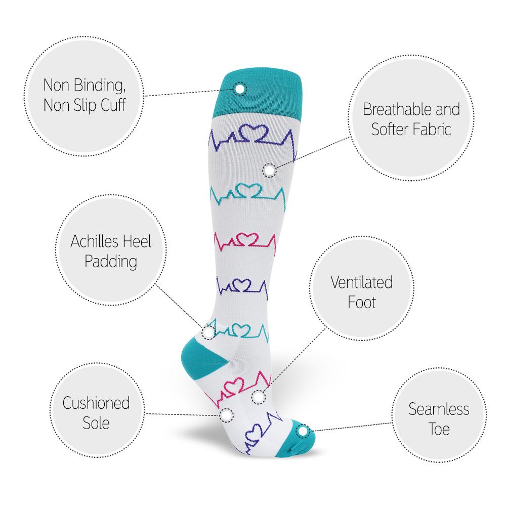 Lightweight Everyday Compression Socks Teal/White ECG