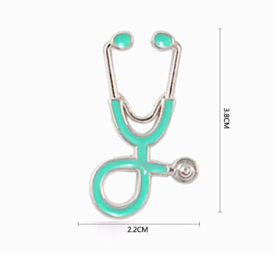 Blue Stethoscope Brooch - Silver Stethoscope Brooch - Fit For Icons