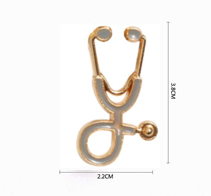Stethoscope Pin Gold Grey