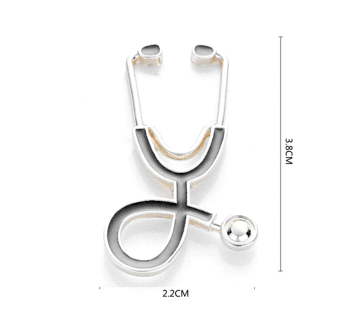 Stethoscope Pin Brooch - Grey Silver