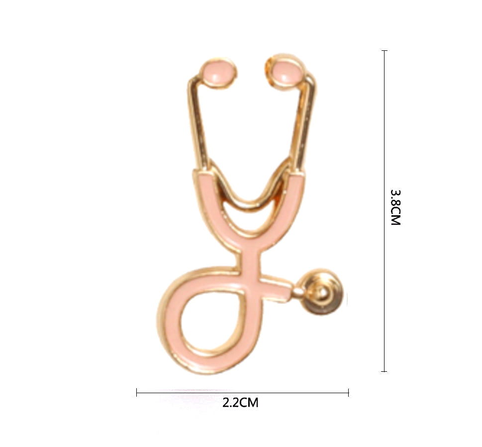 Stethoscope Pin Brooch - Pink Gold