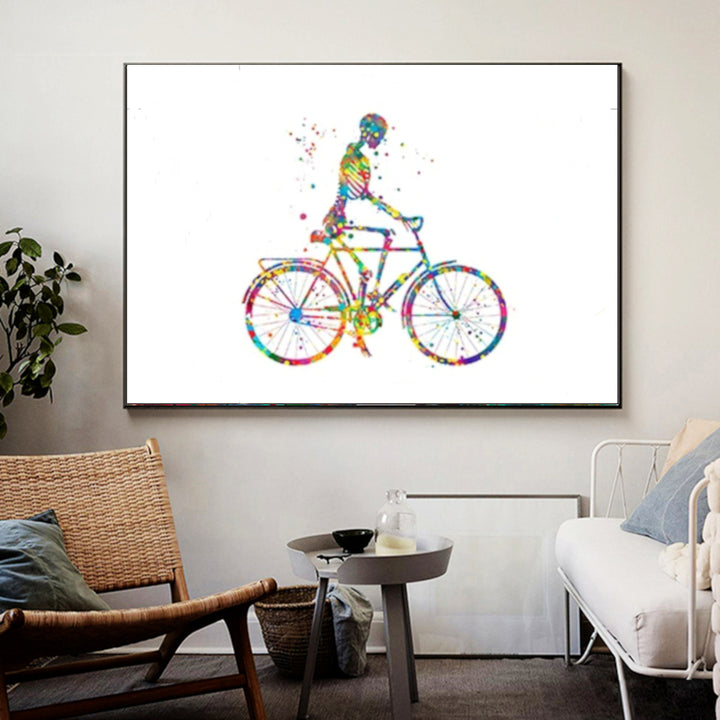 Skeleton Cycling Poster | Human Cycling Poster | Fit For Icons