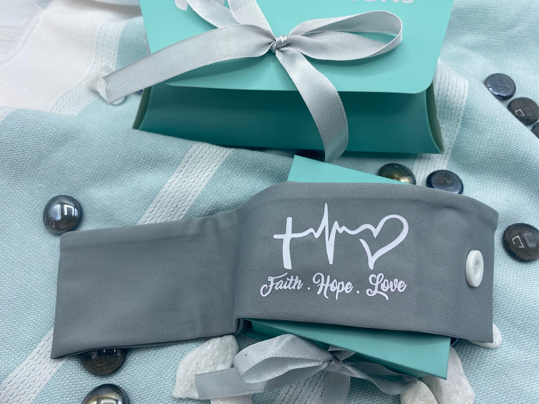 Faith Hope Love Heartbeat Logo Headband Grey