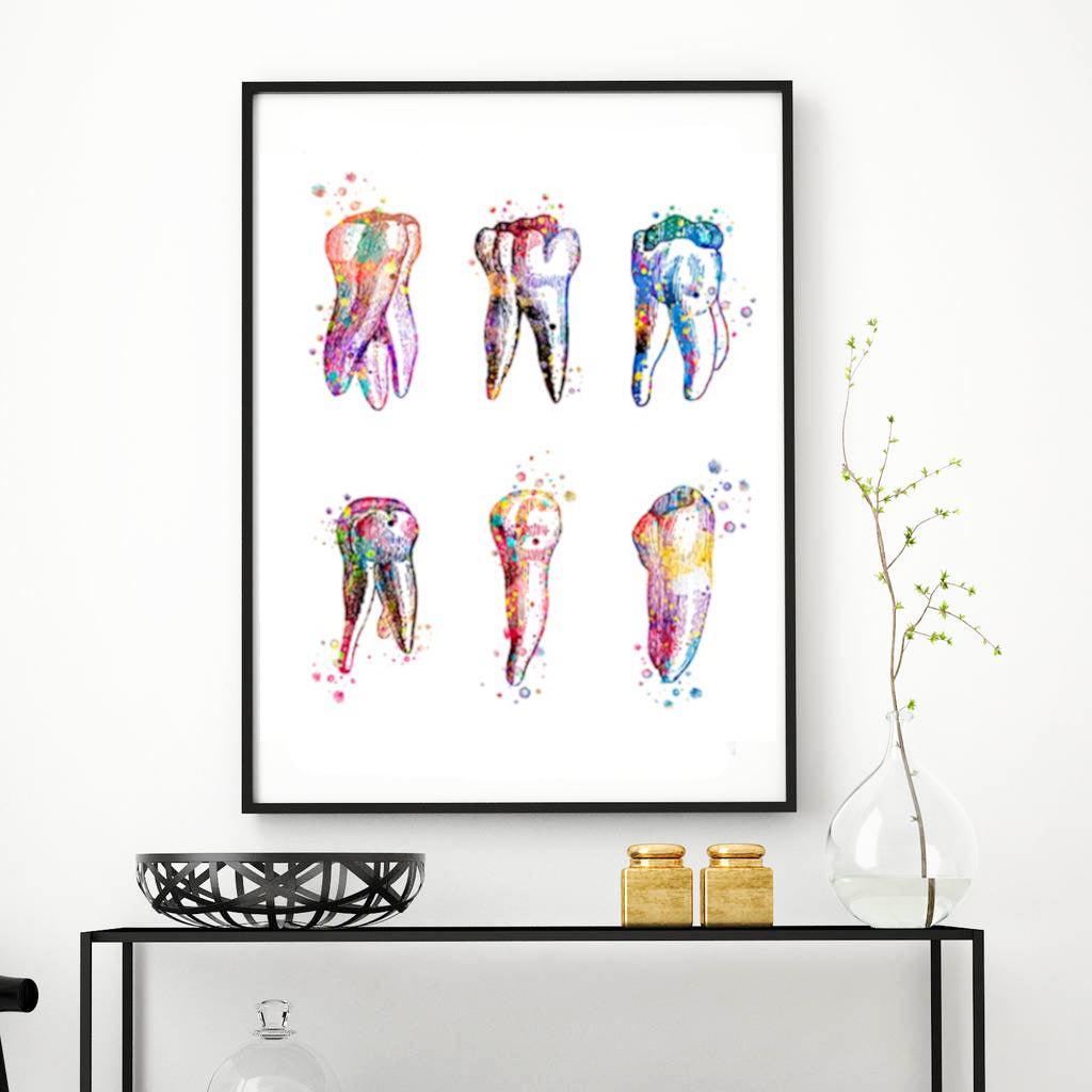 Vibrant Dental Wall Art - Types of Teeth Poster - Fir For Icons