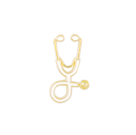 Stethoscope Pin Brooch - White Gold