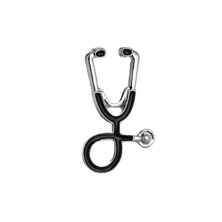 Stethoscope Pin Brooch - Black Silver