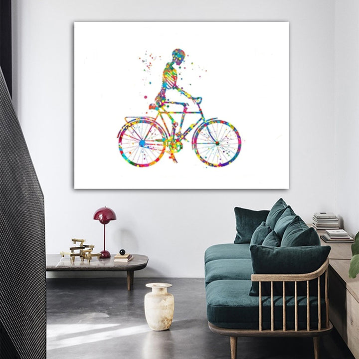 Skeleton Cycling Poster | Human Cycling Poster | Fit For Icons
